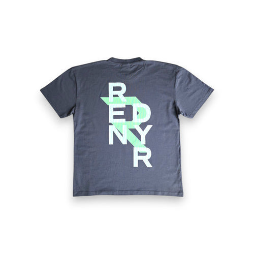 Rendyr Bold Tee rear view in grey on white background with large Rendyr Bold logo in centre