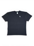 Rendyr Bold Tee front view in black on white background with white R logo on top left chest