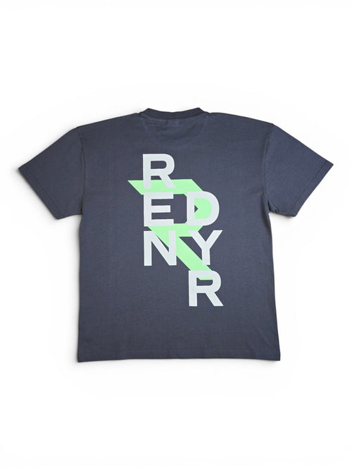 Rendyr Bold Tee rear view in grey on white background with large Rendyr Bold logo in centre